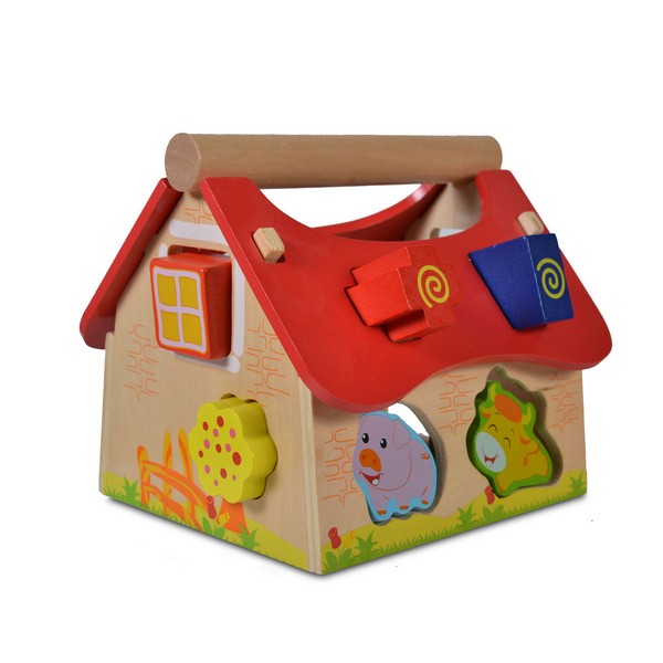 Moni Toys - Дървена образователна къща с животни